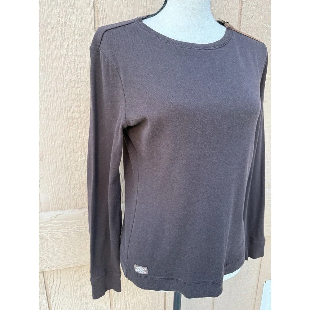 Lauren Ralph Lauren Big Girls Size L Brown Long Sleeve Shirt Suede Elbow Patches